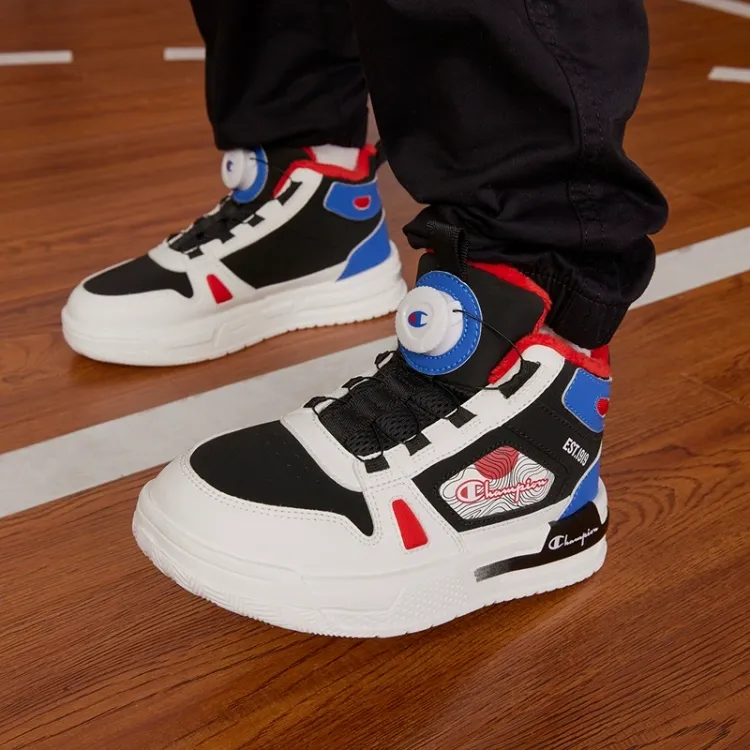 Champion Kids Slip Resistant, Abrasion Resistant, Breathable High Top Kids' Skateboarding Shoes Black Blue Kids'-5