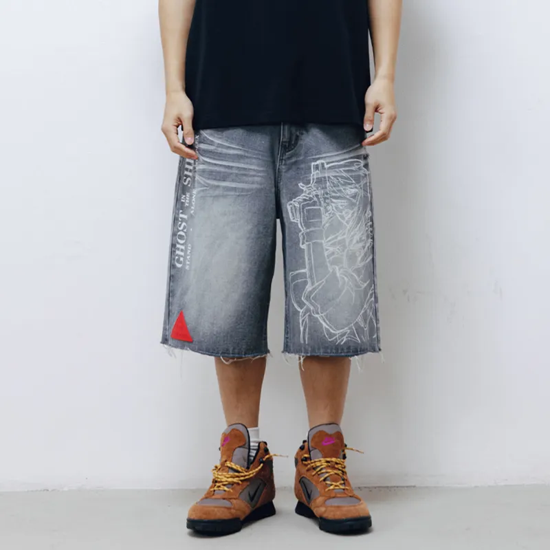 WHOOSIS X Ghost In The Shell, Collaboration Denim Shorts Unisex-2