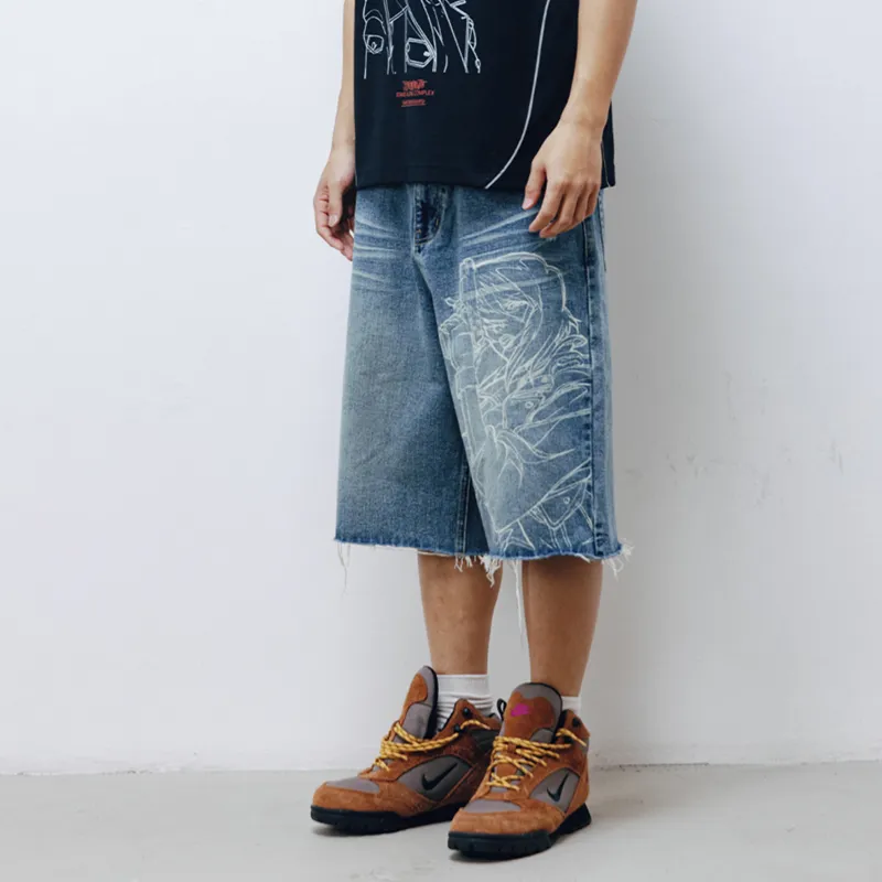WHOOSIS X Ghost In The Shell, Collaboration Denim Shorts Unisex-8