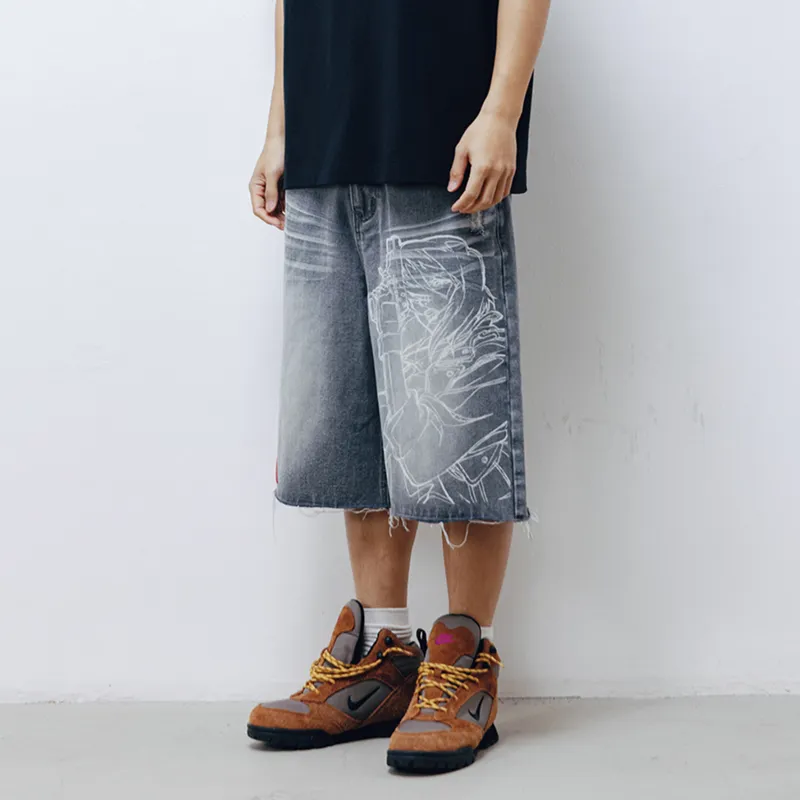 WHOOSIS X Ghost In The Shell, Collaboration Denim Shorts Unisex-3
