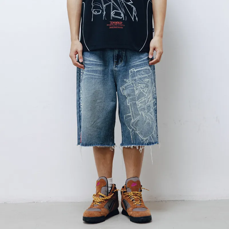 WHOOSIS X Ghost In The Shell, Collaboration Denim Shorts Unisex-7