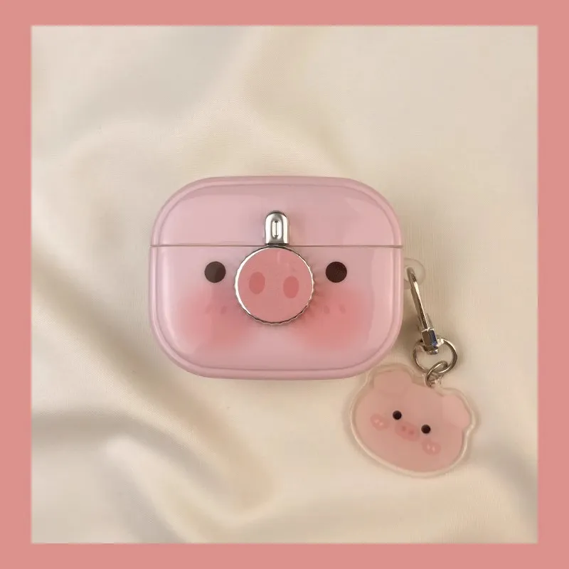 SHIBADU Suitable For AirPods TPU Pink Piglet Magnetic Pop Up Cover 2nd Generation Wireless Bluetooth Headphone Cases-3