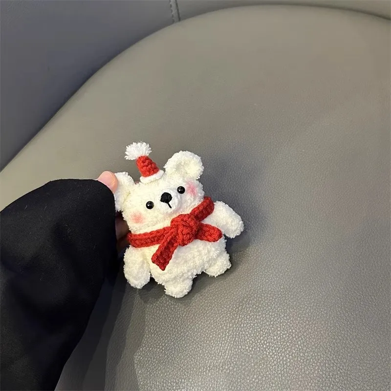 SHIBADU Compatibility With AirPods Plush Fall Winter Cute Bear Wireless Bluetooth Headphone Cases-2