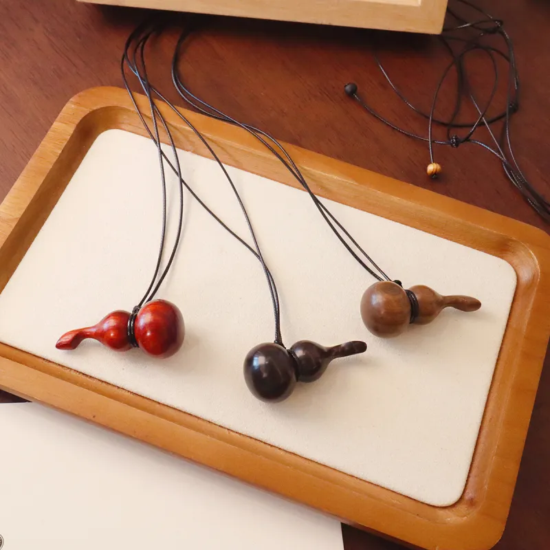PANDUONA Ebony Wood Necklaces Unisex Black/Red/Brown-7