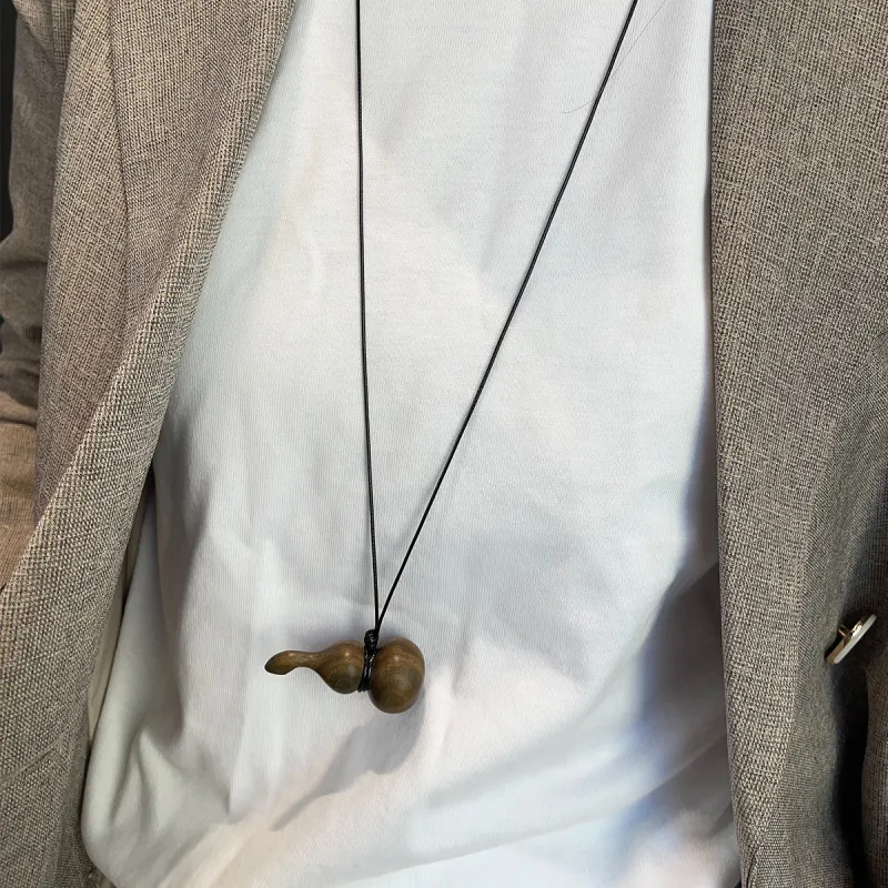 PANDUONA Ebony Wood Necklaces Unisex Black/Red/Brown-1