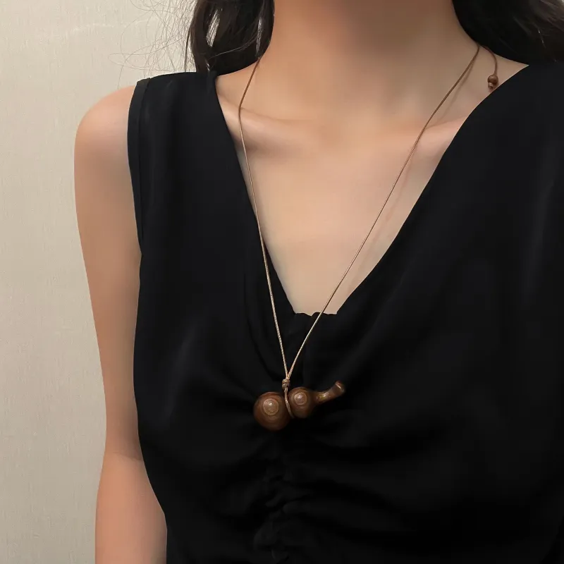 PANDUONA Ebony Wood Necklaces Unisex Black/Red/Brown-4