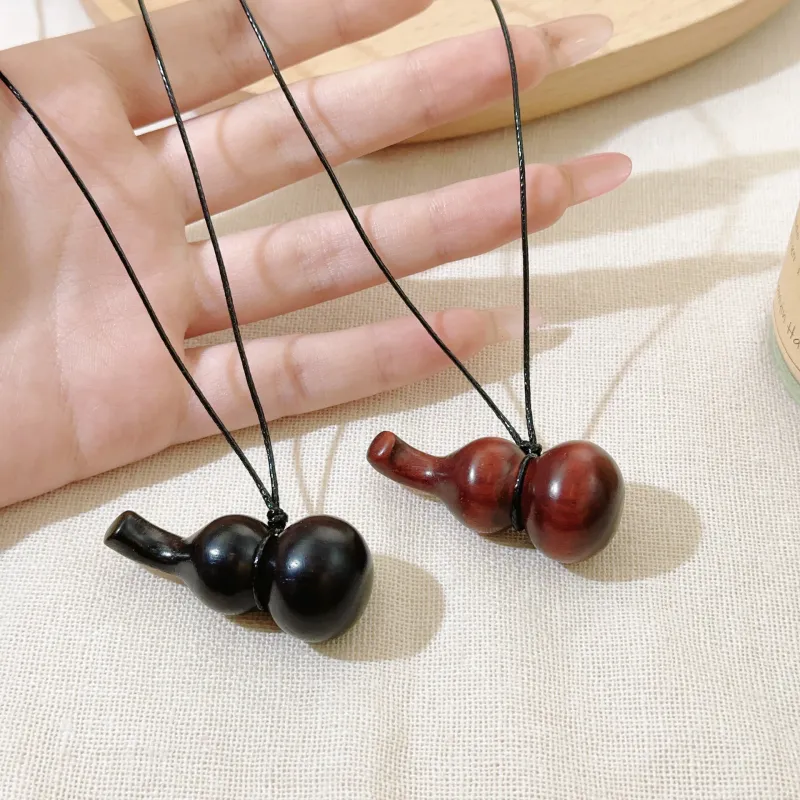 PANDUONA Ebony Wood Necklaces Unisex Black/Red/Brown-13