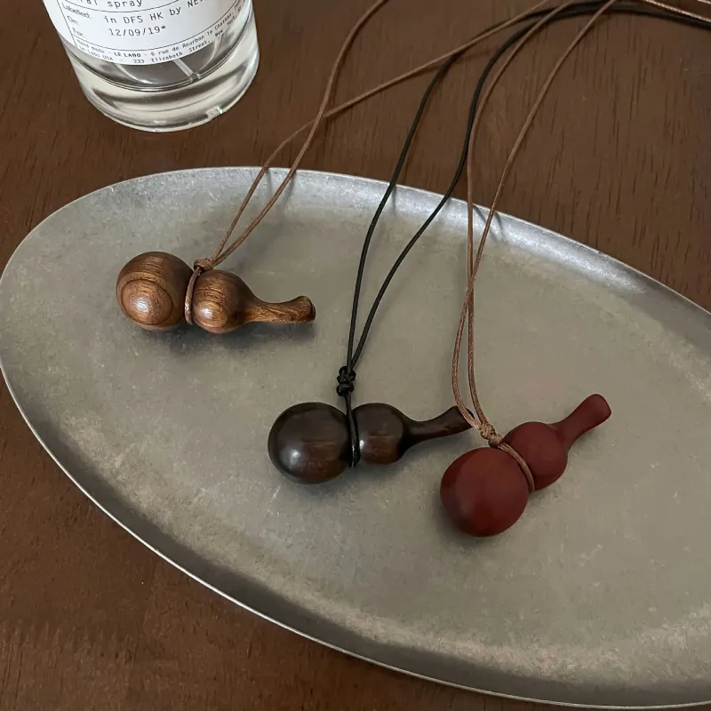 PANDUONA Ebony Wood Necklaces Unisex Black/Red/Brown-6