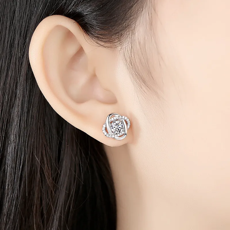 PRP S925 Silver Stud Earrings Women's-1
