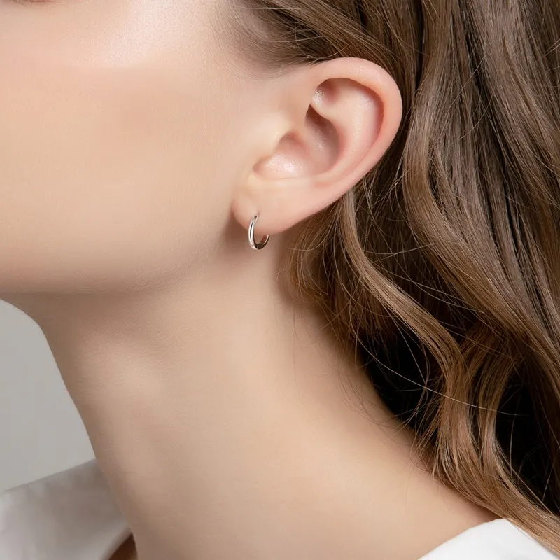 P&N S925 Silver Hoop Earrings Women's-1