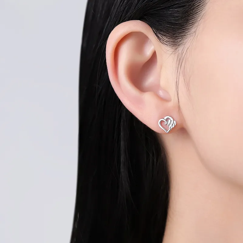 P&N S999 Fine Silver Stud Earrings Women's Silver White-4