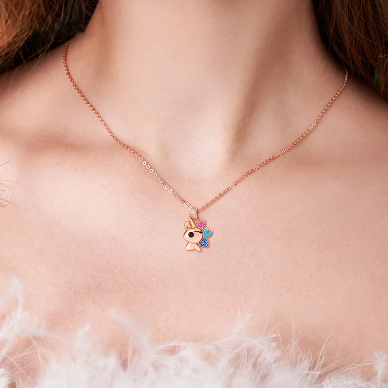 P&N S925 Silver Necklaces Women's Rose Gold-3
