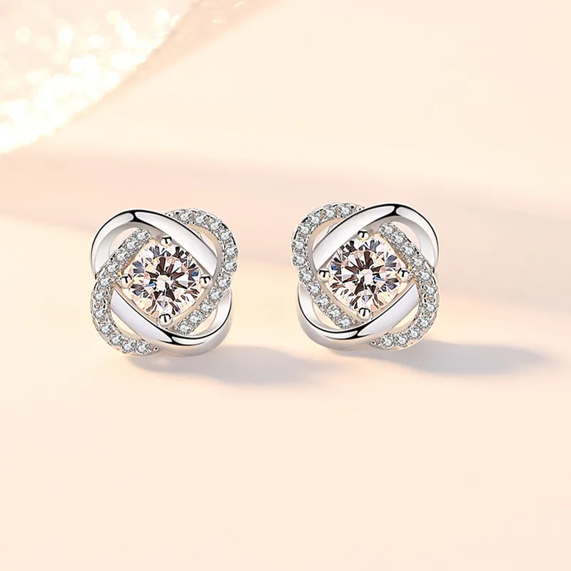 PRP S925 Silver Stud Earrings Women's-3
