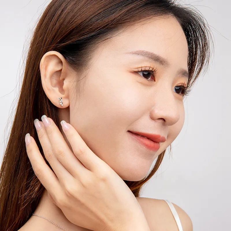 PRP S925 Silver Stud Earrings Women's-4