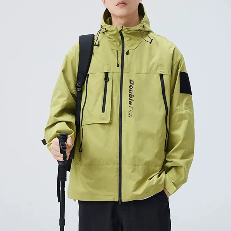 DOUBLEFISH Water Resistant Windproof And Water Repellent Windbreaker Jacket Unisex-5
