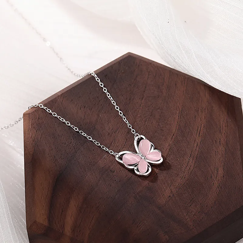TUTAE 925 Sterling Silver Necklaces Women's Pink-4