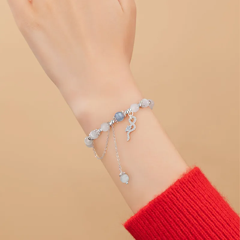 TUTAE Glass Cat Eye Jade Bracelets Women's-1