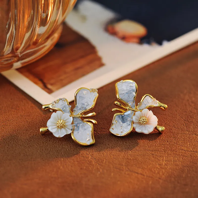 TUTAE Alloy Earrings Women's Gradient Blue-3