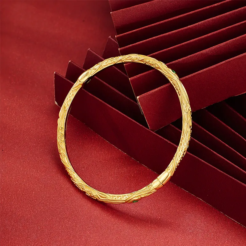 TUTAE 925 Sterling Silver Bangles Unisex Gold-5