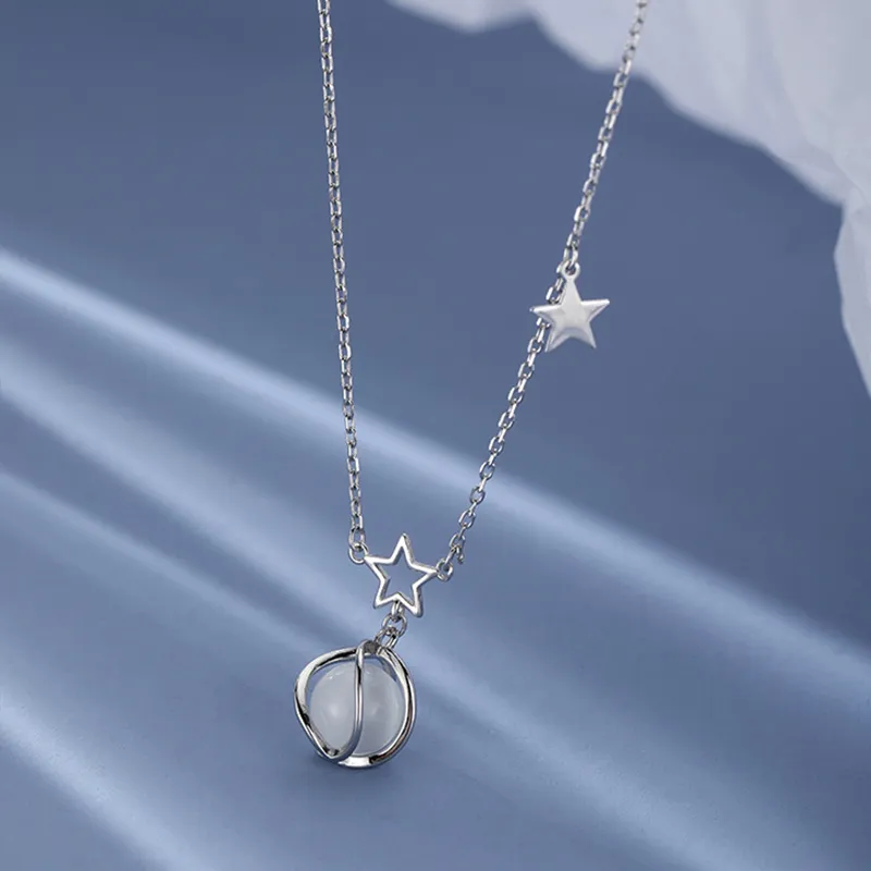 TUTAE Glass Cat Eye Necklaces Women's-4