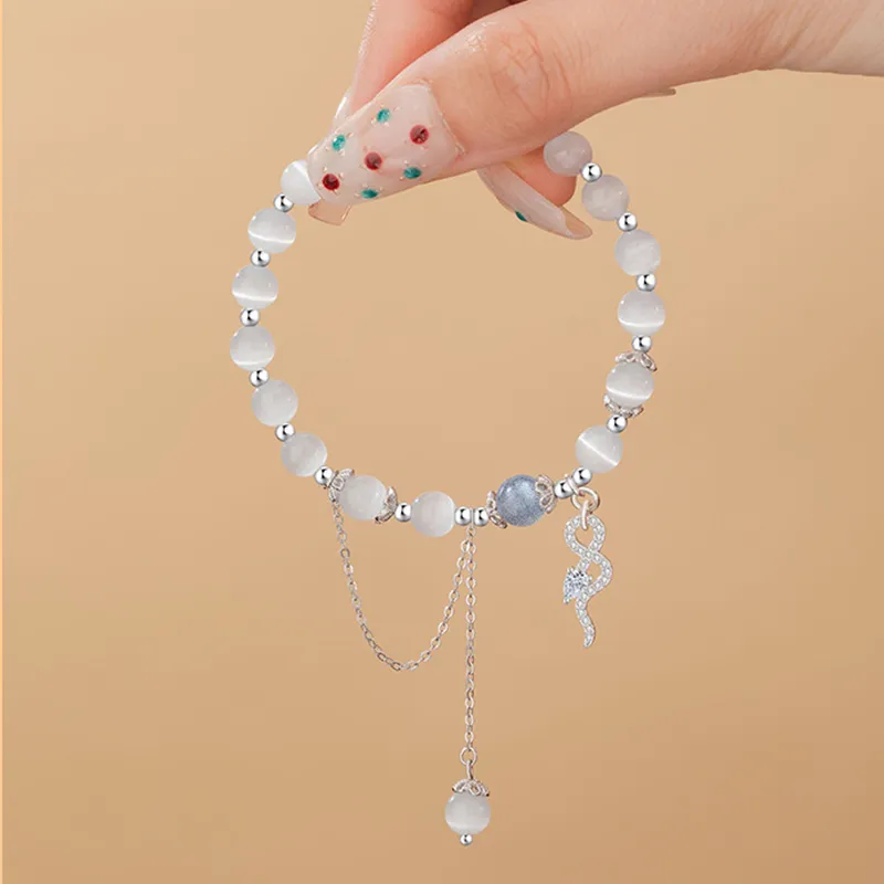 TUTAE Glass Cat Eye Jade Bracelets Women's-6