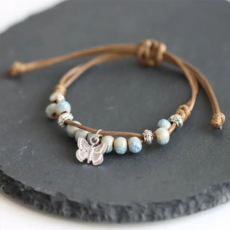 TUTAE Alloy Ceramic Bracelets Women's Blue-4