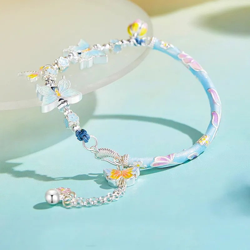 TUTAE 999 Fine Silver Sterling Silver Bracelets Women's Pink-7