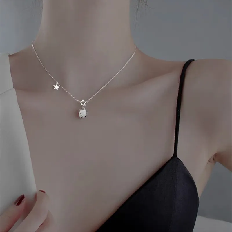 TUTAE Glass Cat Eye Necklaces Women's-1