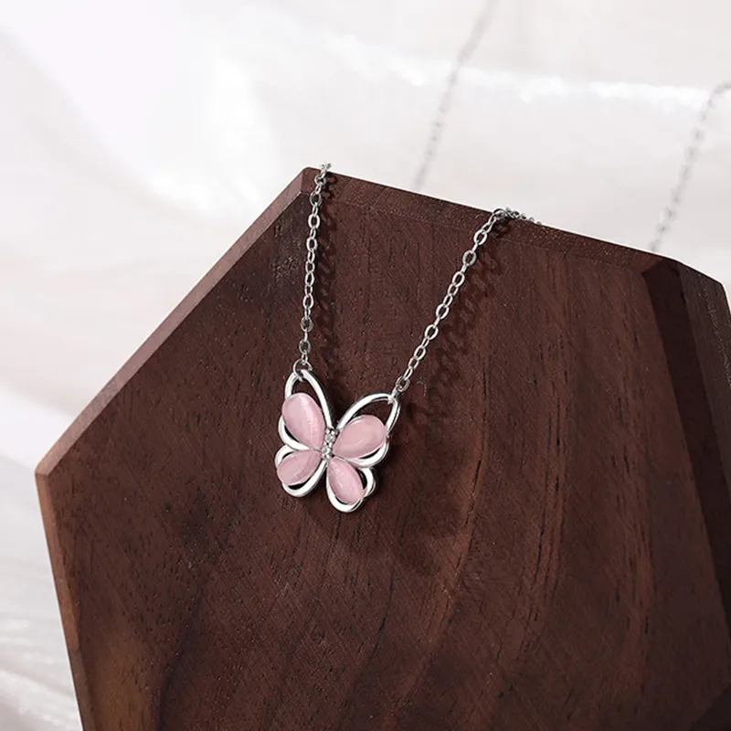 TUTAE 925 Sterling Silver Necklaces Women's Pink-5