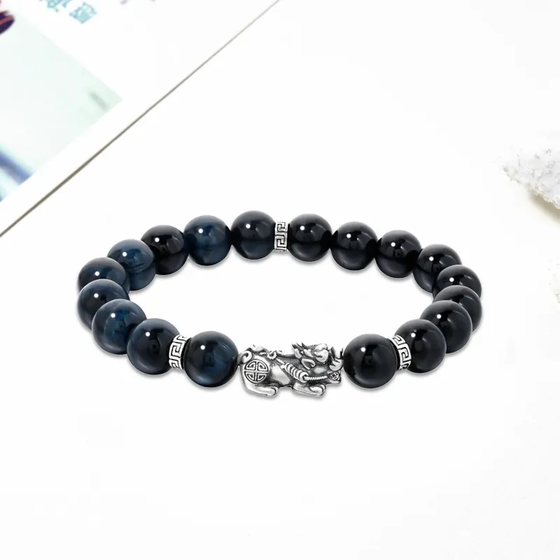 TUTAE Natural Obsidian Bracelets Men's-5