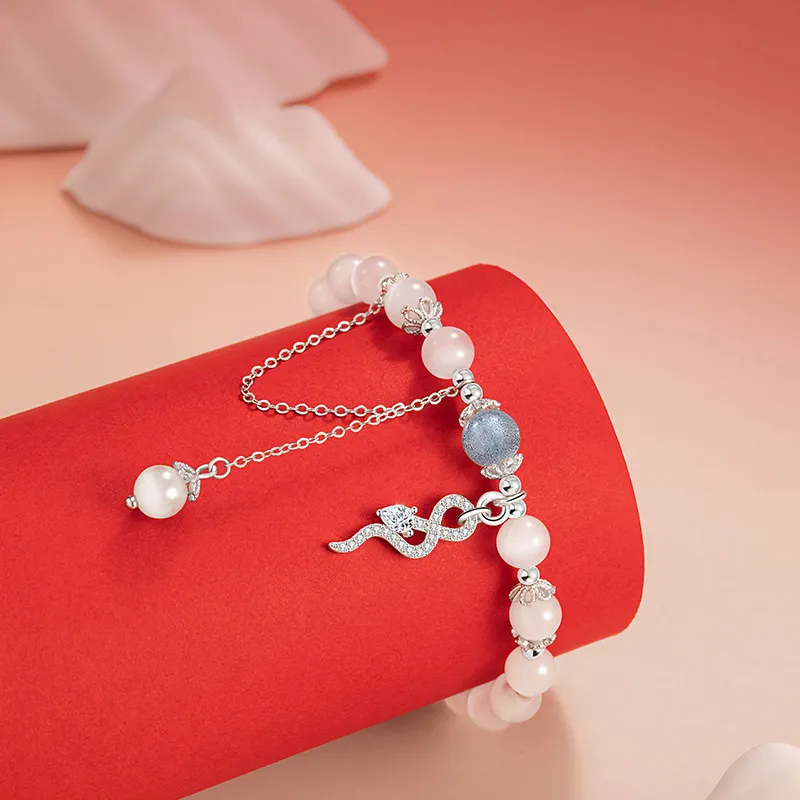 TUTAE Glass Cat Eye Jade Bracelets Women's-5