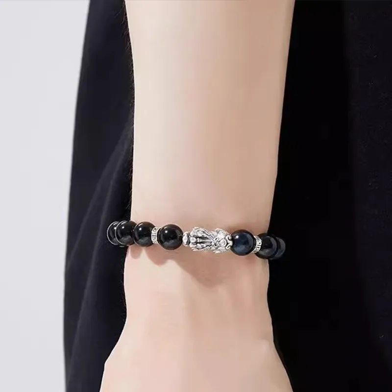 TUTAE Natural Obsidian Bracelets Men's-2