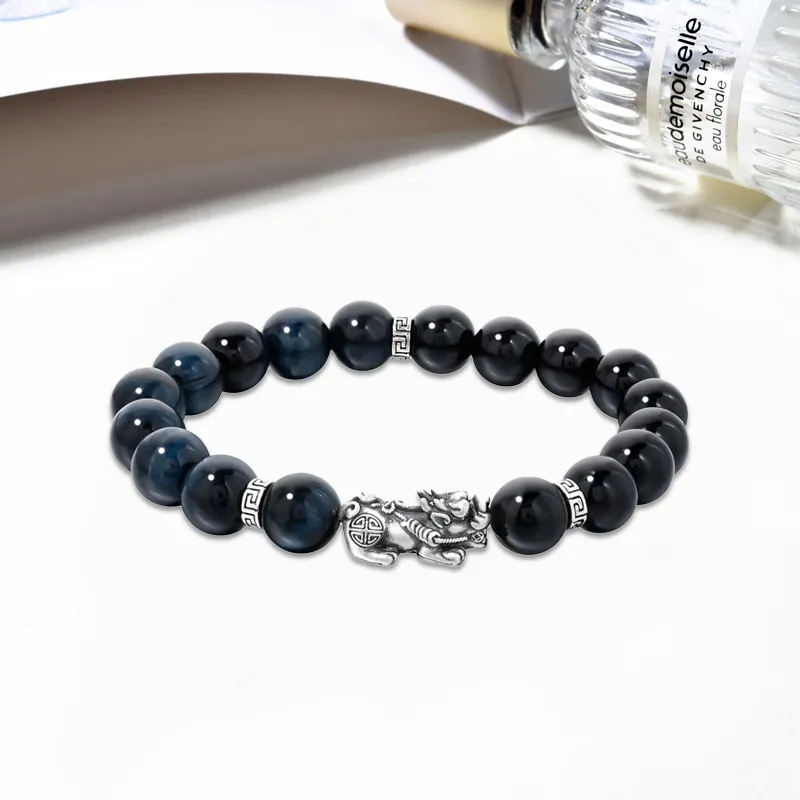TUTAE Natural Obsidian Bracelets Men's-4