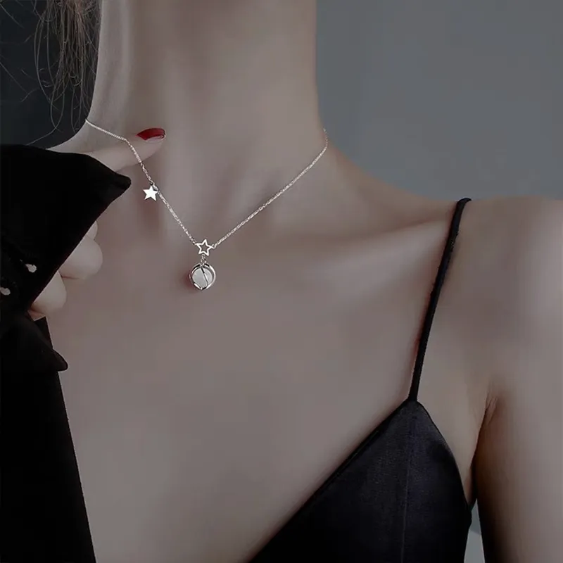 TUTAE Glass Cat Eye Necklaces Women's-3