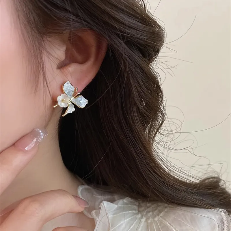 TUTAE Alloy Earrings Women's Gradient Blue-6