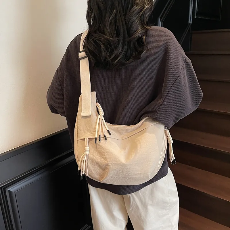 Single Warehouse Fabric Shoulder Bag Regular Unisex White/Green/Yellow/Purple/Black-4