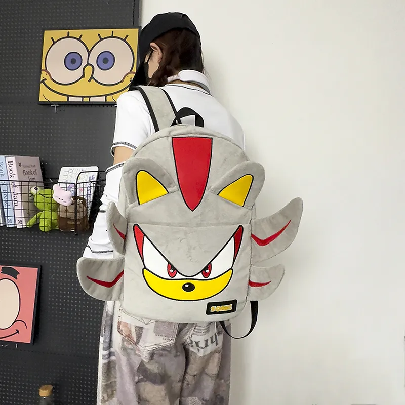 Single Warehouse Plush Laptop Backpack Regular Unisex Black/Gray-9