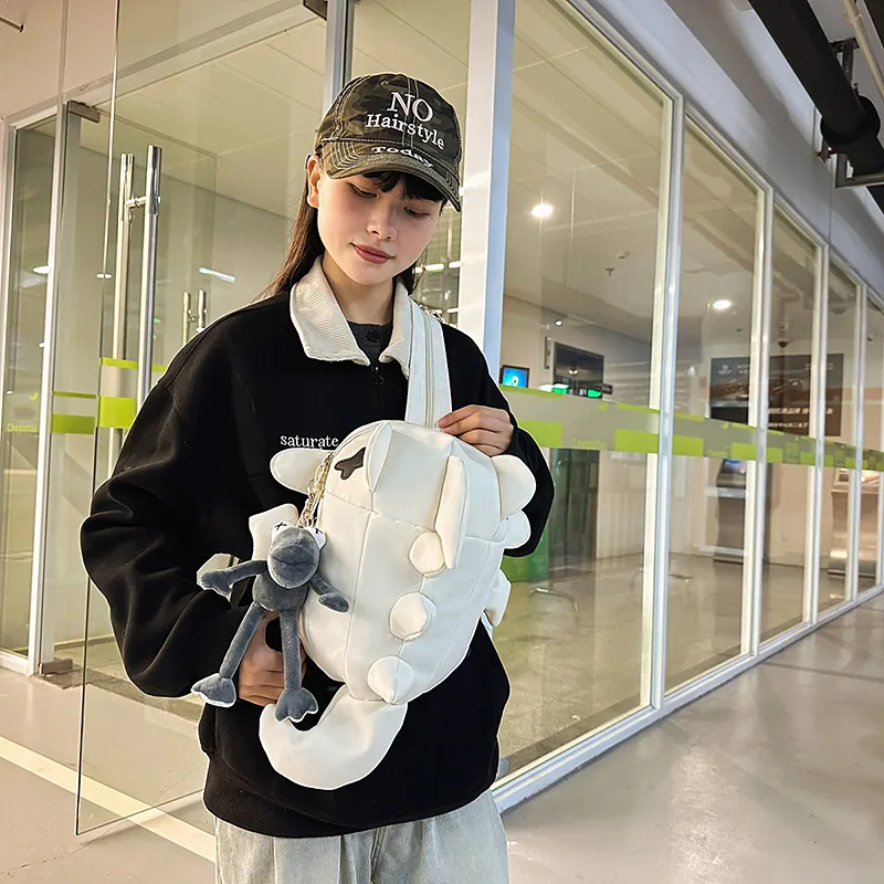 Single Warehouse Nylon Backpack Unisex White/Gray/Black-4