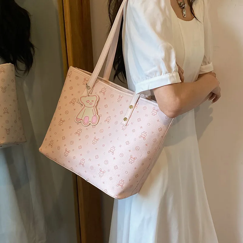 Single Warehouse PU Shoulder Bag Regular Women's White/Pink/Blue-10