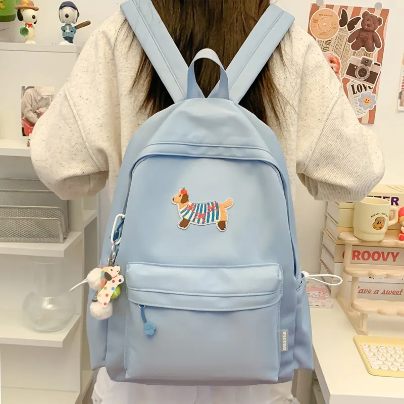 Single Warehouse Composite Cloth Backpack Unisex White/Blue/Black/Green-7