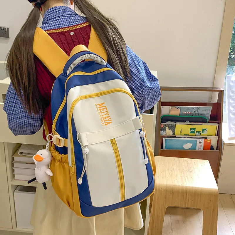 Single Warehouse Nylon Backpack Regular Unisex Dark Blue/Black/Pink/Burgundy/Yellow/Mint Green-17