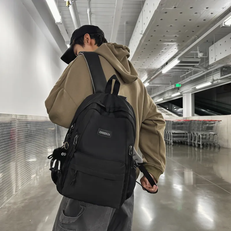 Single Warehouse Nylon Backpack Regular Unisex Black/Burgundy/Khaki/Light Green/Beige-10
