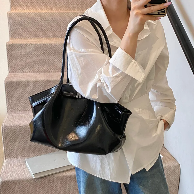 Single Warehouse PU Shoulder Bag Regular Women's Ivory/Black/Burgundy/Light Yellow/Light Blue-29