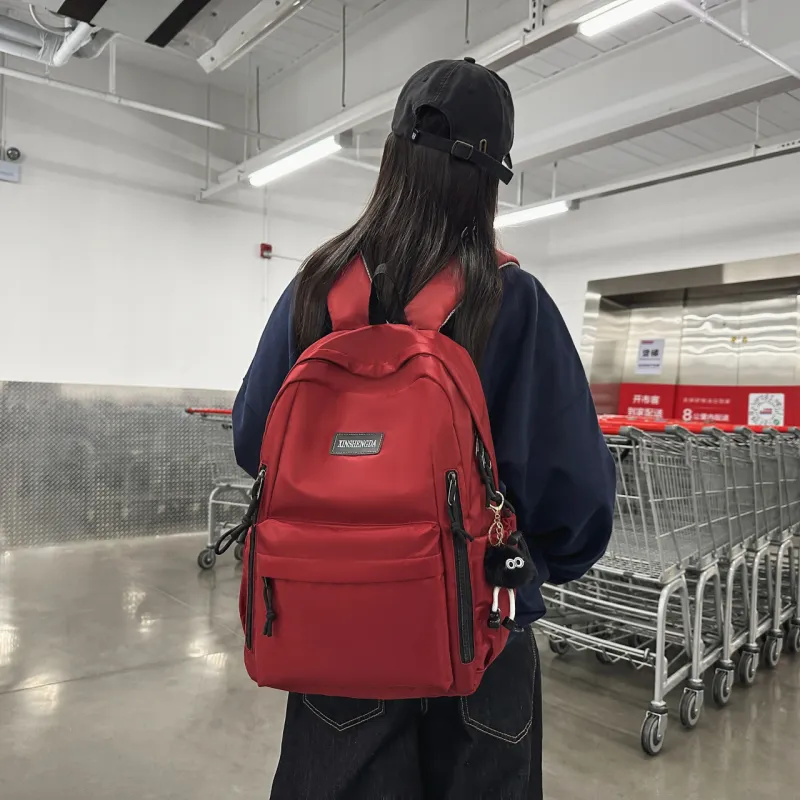 Single Warehouse Nylon Backpack Regular Unisex Black/Burgundy/Khaki/Light Green/Beige-19