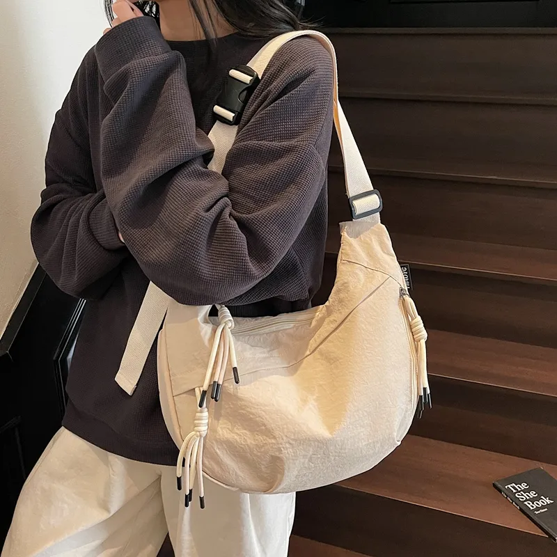 Single Warehouse Fabric Shoulder Bag Regular Unisex White/Green/Yellow/Purple/Black-2