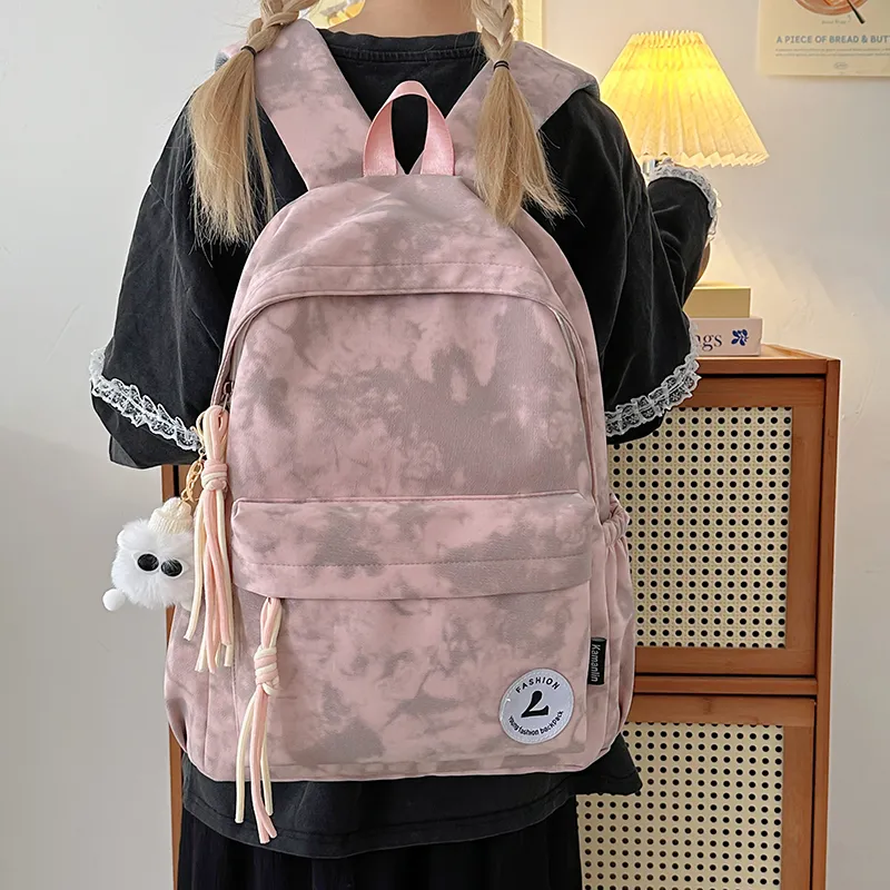 Single Warehouse Nylon Backpack Unisex Ecru/Pink/Red/Green/Black-10