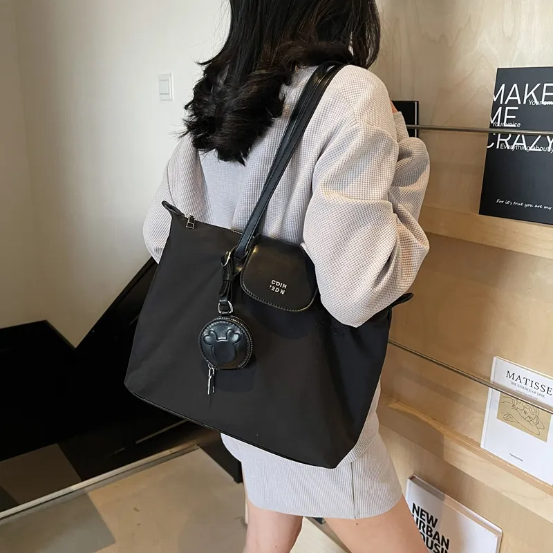 Single Warehouse Fabric Shoulder Bag Regular Women's White/Pink/Black-14