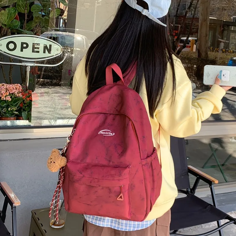 Single Warehouse Nylon Backpack Unisex White/Red/Blue/Black-7