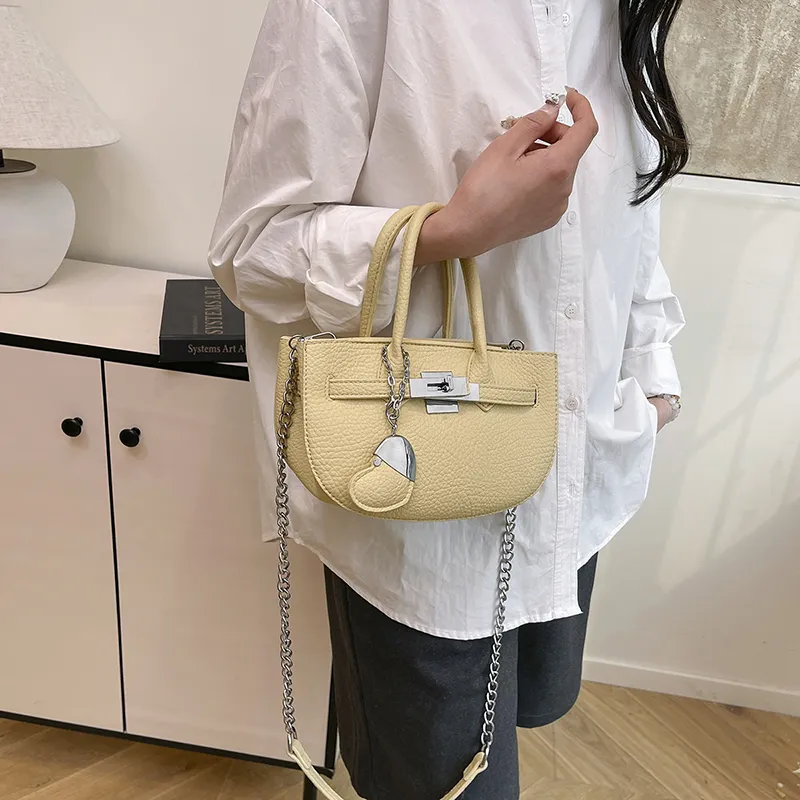 Single Warehouse PU Shoulder Bag Regular Women's White/Black/Yellow/Blue/Pink-6