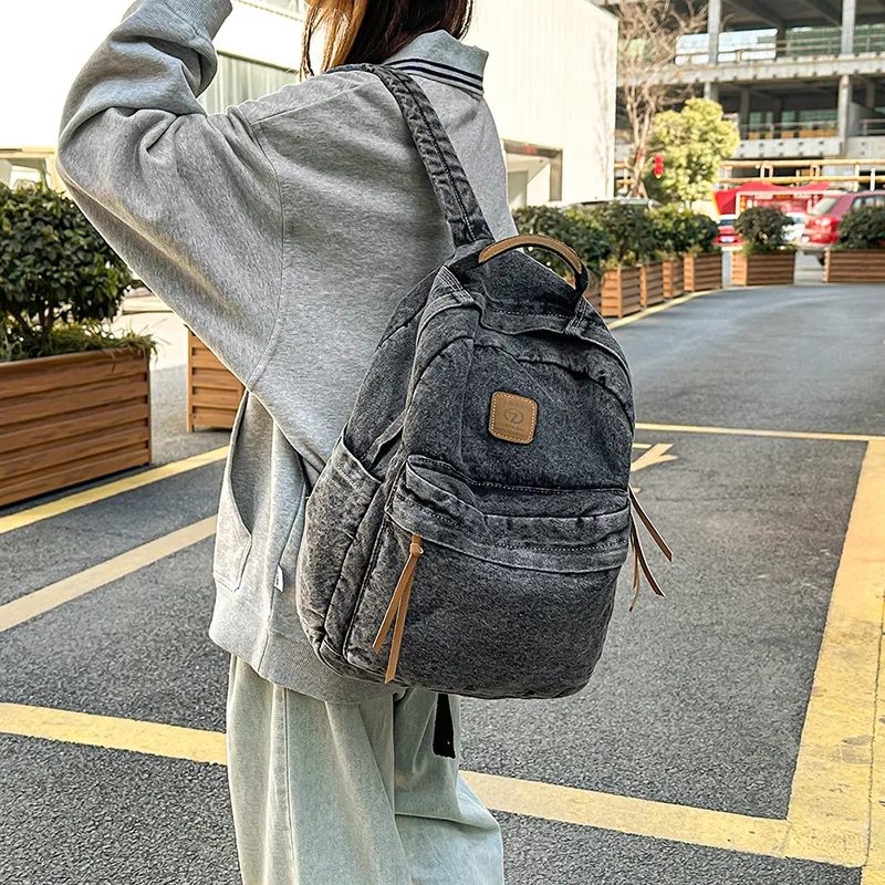 Single Warehouse Denim Backpack Regular Unisex Black/Light Blue/Dark Blue-13